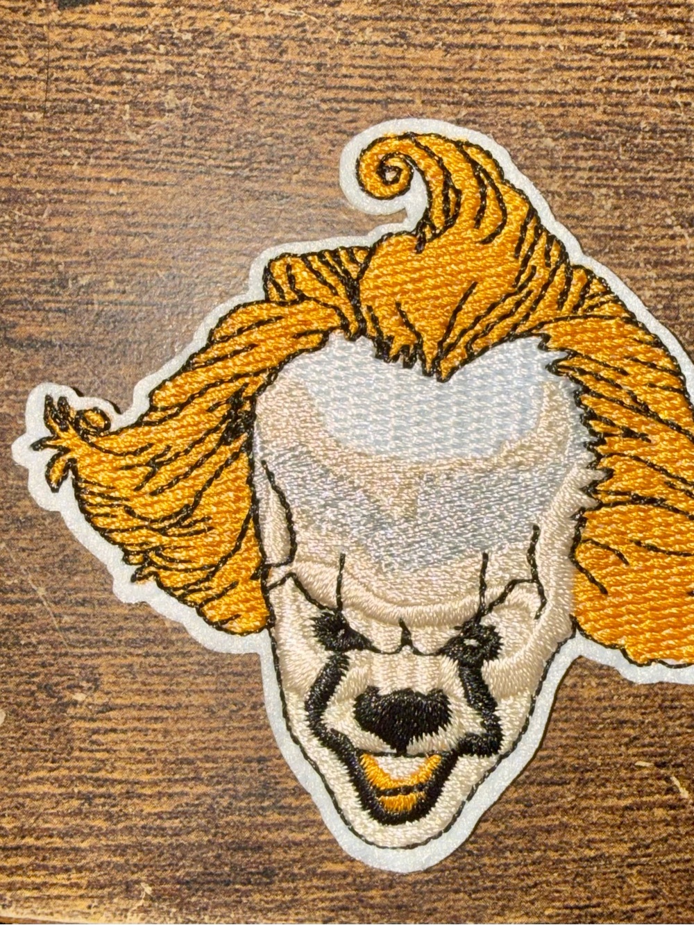 Pennywise Orange and White Embroidered Clown Face Patch